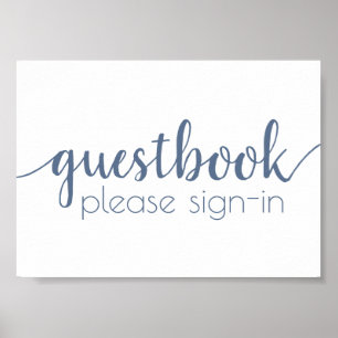 Poster Guestbook simples   Azul poeirento Qualquer sinal 