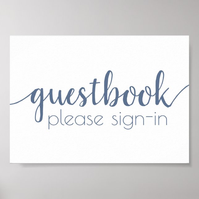 Poster Guestbook simples | Azul poeirento Qualquer sinal  (Frente)