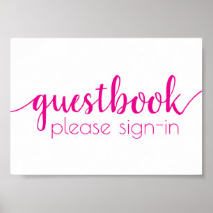 Poster Guestbook simples Rosa Quente Qualquer Sinal De