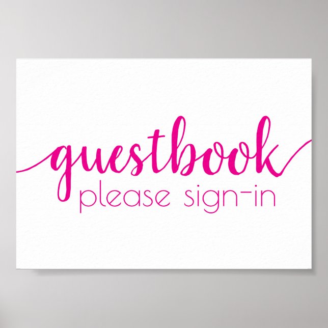Poster Guestbook simples | Rosa Quente Qualquer Sinal De  (Frente)