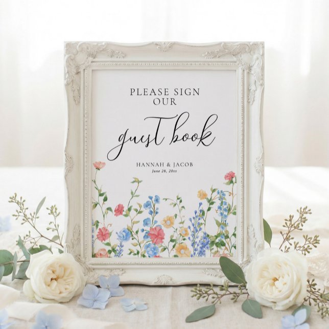 Poster Guestbook Wildflower Wedding Sign (Criador carregado)