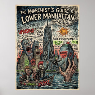 Poster Guia Anarquista do Lower Manhattan Arte do Céu Pun