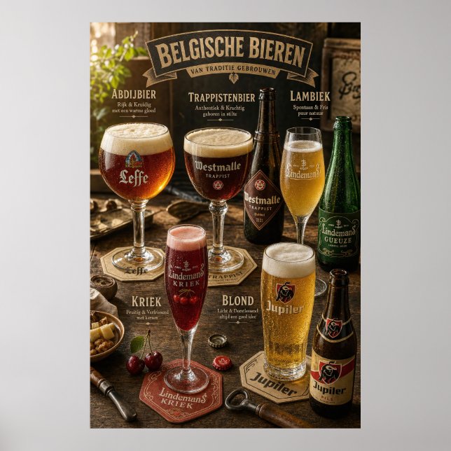 Poster Guia de Cartaz de Estilos de Cerveja Belga em Tabe (Frente)
