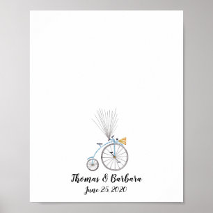 Poster Guia de Convidados de Pintura Bicicleta de Aquarel