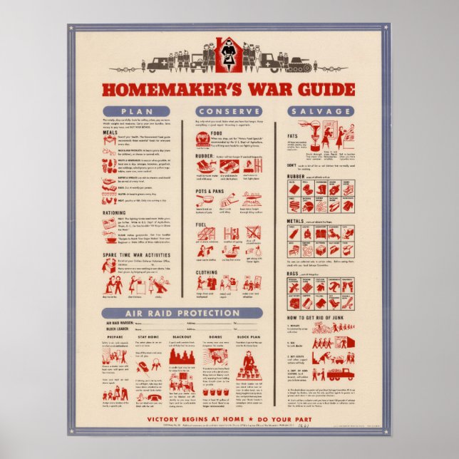 Poster Guia de Guerra de Homemaker da WWII (Frente)