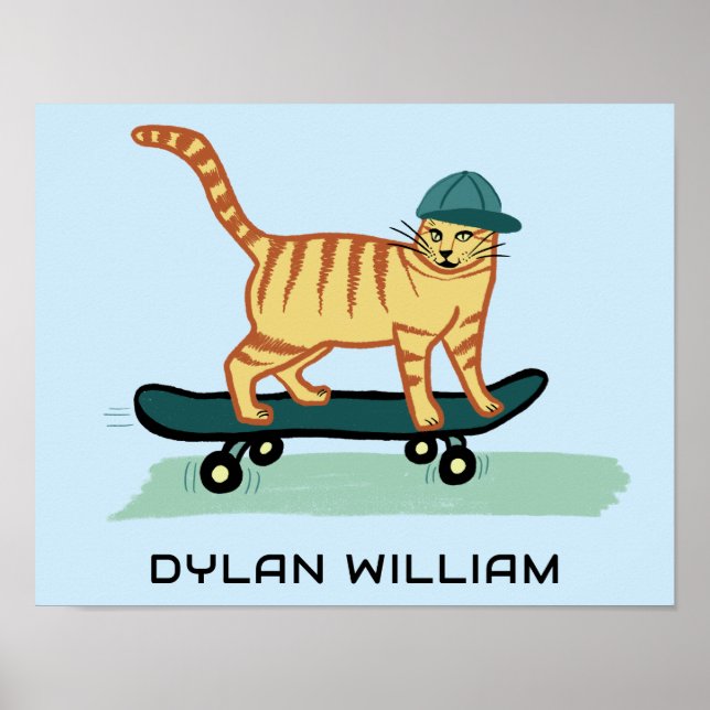 Poster Guia de Skateboard por Cat Cute CUSTOM NAME Nurser (Frente)