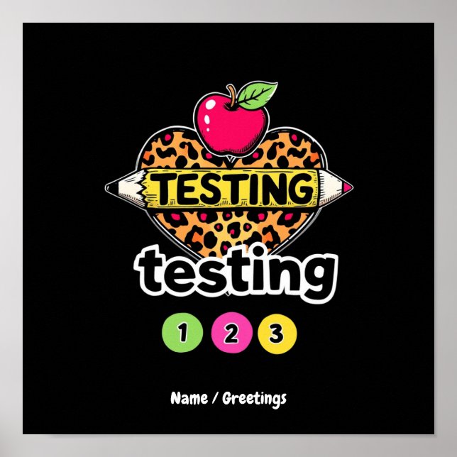 Poster Guia de Teste Teste 123 para um Dia de Teste Bem-S (Frente)