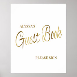 Poster Guia do Chá de fraldas Dourado Elegante