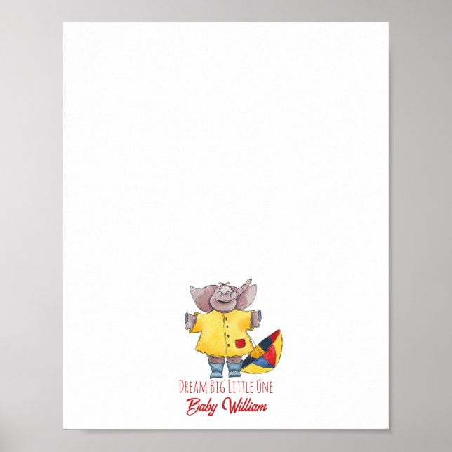 Poster Guia do Raincoat Fingerprint do Baby Elephant (Frente)