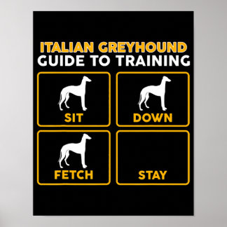 Poster guiamento engraçado de greyhound italiano para tre