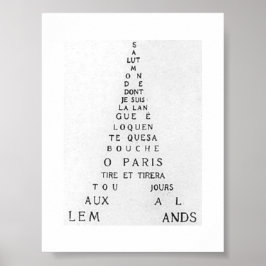 Poster Guillaume Apollinaire, Eiffel Calligramme