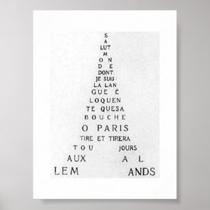 Poster Guillaume Apollinaire, Eiffel Calligramme