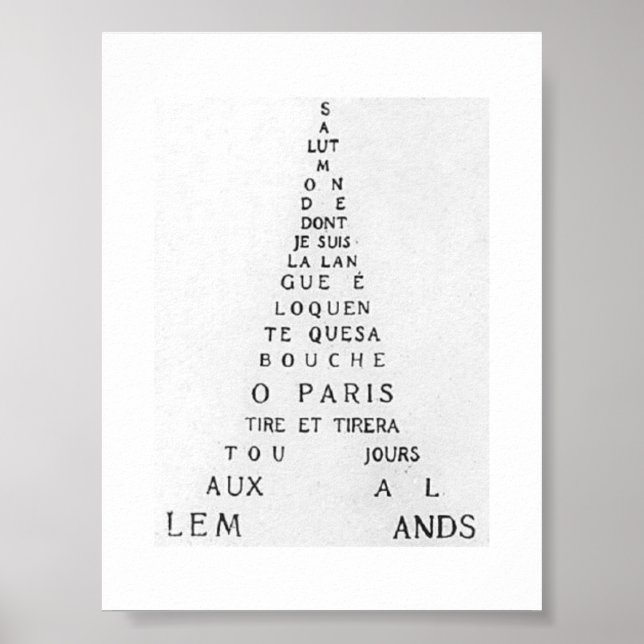 Poster Guillaume Apollinaire, Eiffel Calligramme (Frente)
