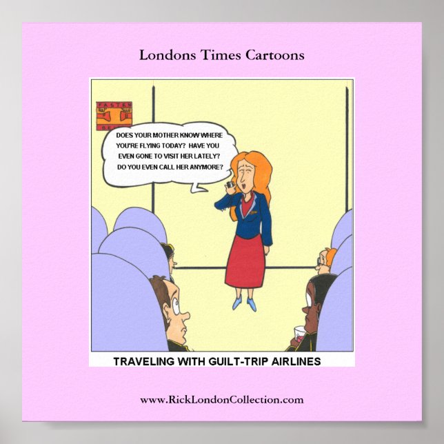 Poster Guilt Trip Airlines Engraçado Cartoon Engraçado Po (Frente)