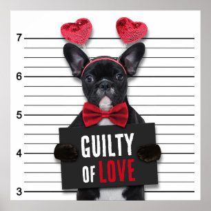 Poster Guilty Love Mugshot Dog Dia de os namorados Engraç