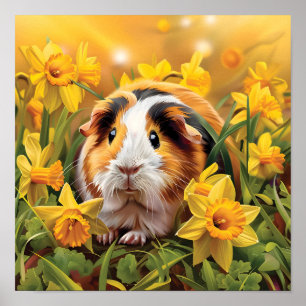 Poster Guiné Pig Entre Os Daffodils