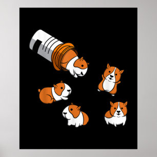 Poster Guiné Pig Happy Pills Pig Guiné Pig Presente na Gu