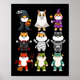 Poster Guiné Pig Spooky Ghost Horror Pumpkin Guiné Porco