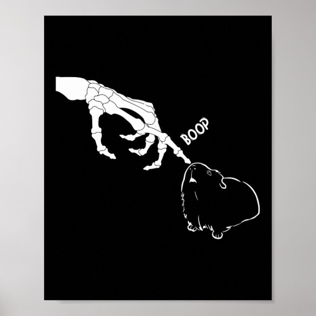 Poster Guinea Pig Scary Skeleton Hand Boop Funny Spooky H (Frente)