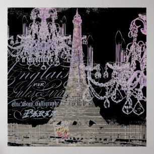 Póster guiões chandelier paris eiffel torre