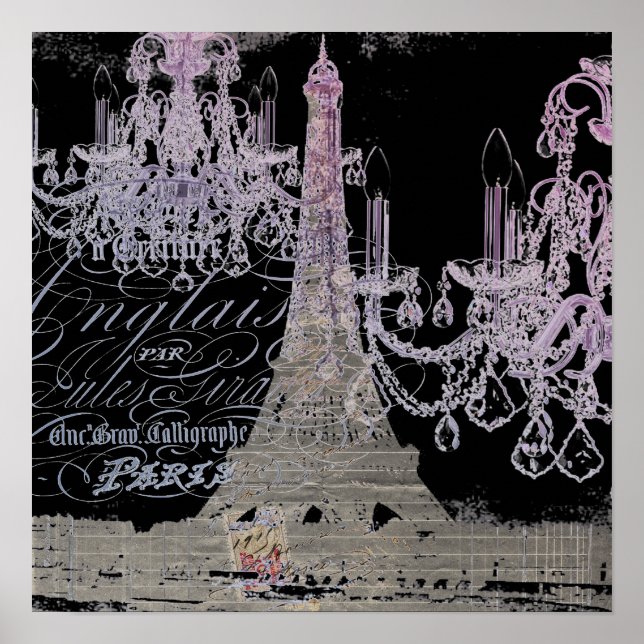 Póster guiões chandelier paris eiffel torre (Frente)