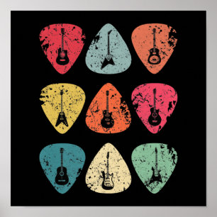 Poster Guitar Pick Retro Vintage para Guitaristas