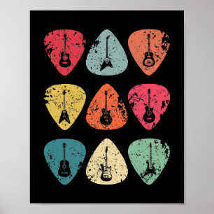 Poster Guitar Pick Retro Vintage para Guitaristas