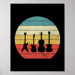 Poster Guitar Vintage Retro Sunset Guitar Música