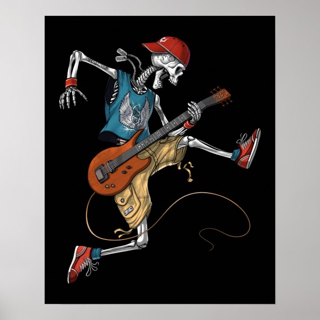 Poster Guitarista de Metal Skeleton (Frente)