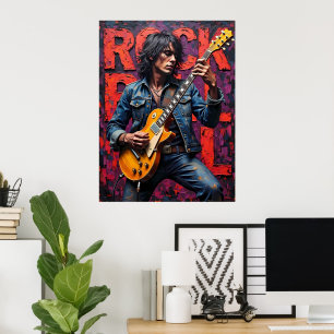 Poster Guitarista Rock and Roll