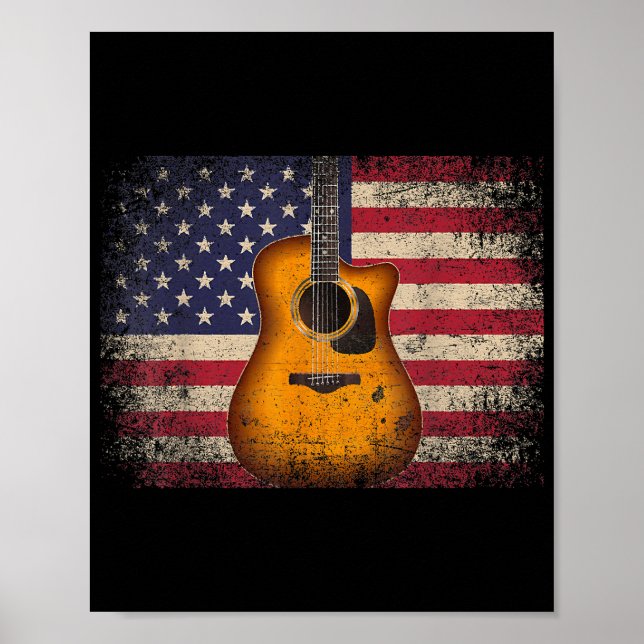 Poster Guitarra 4 de julho Gift American Flag USA - Count (Frente)