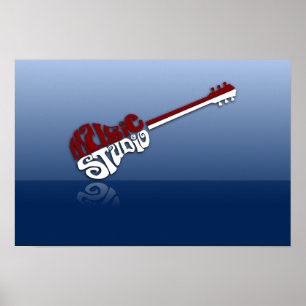 Poster guitarra-564924 MUSIC STUDIO GUITAR TYPOGRAPHY RED