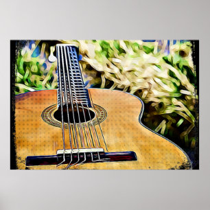 Poster Guitarra Acústica Arte Digital