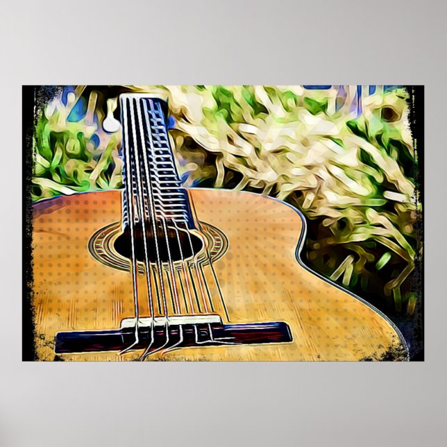 Poster Guitarra Acústica Arte Digital (Frente)