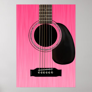 Póster Guitarra acústica cor-de-rosa