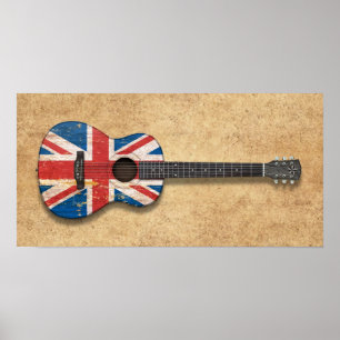 Poster Guitarra acústica envelhecida e vestida da
