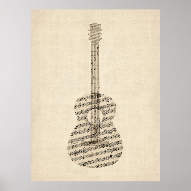 Poster Guitarra Acústica - Música Antiga (Frente)