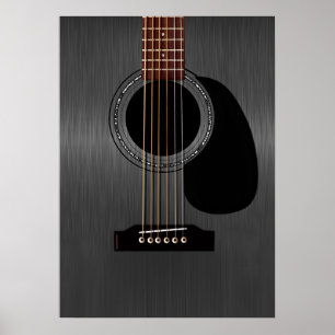 Poster Guitarra acústica preta da cinza