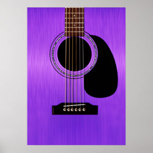 Póster Guitarra acústica roxa