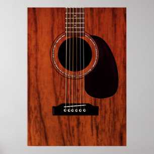 Póster Guitarra acústica superior de mogno
