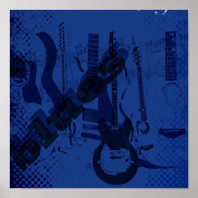 Póster guitarra azul (Frente)