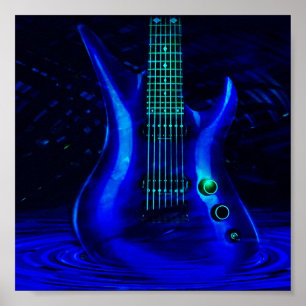 Póster Guitarra azul elétrica