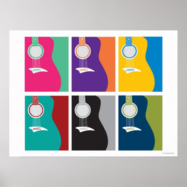 Póster Guitarra Colorida (Frente)