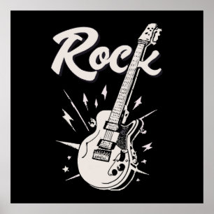 Poster Guitarra elétrica com palavra rock