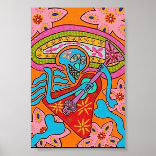 Póster Guitarra elétrica da rocha do sangue