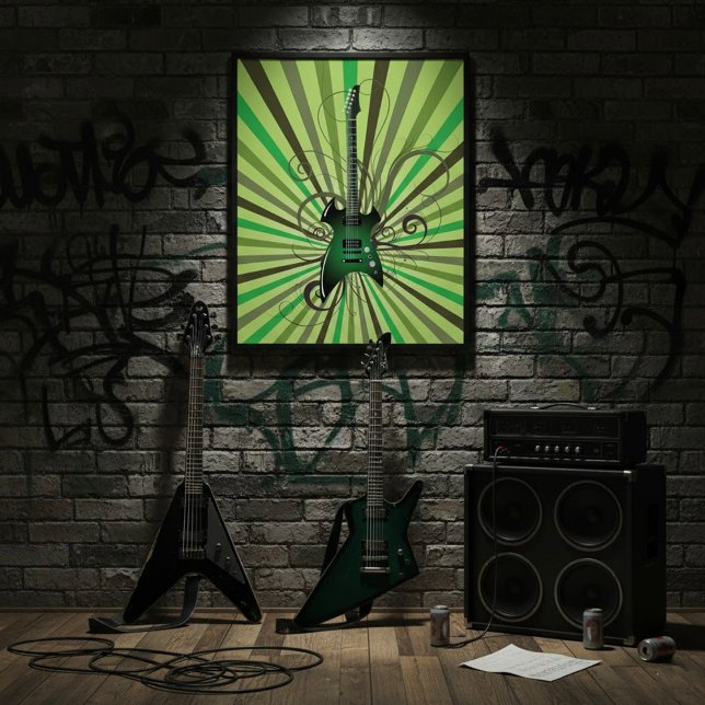 Poster Guitarra elétrica verde (Criador carregado)