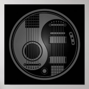 Poster Guitarra elétricas acústicas cinzentas e pretas