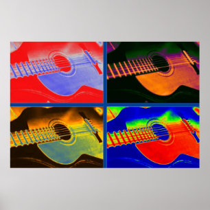 Poster Guitarra Espanhola Clássica de pop Art
