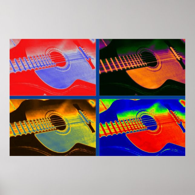 Poster Guitarra Espanhola Clássica de pop Art (Frente)
