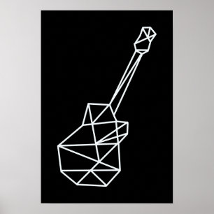 Poster guitarra geométrica da música moderna no preto